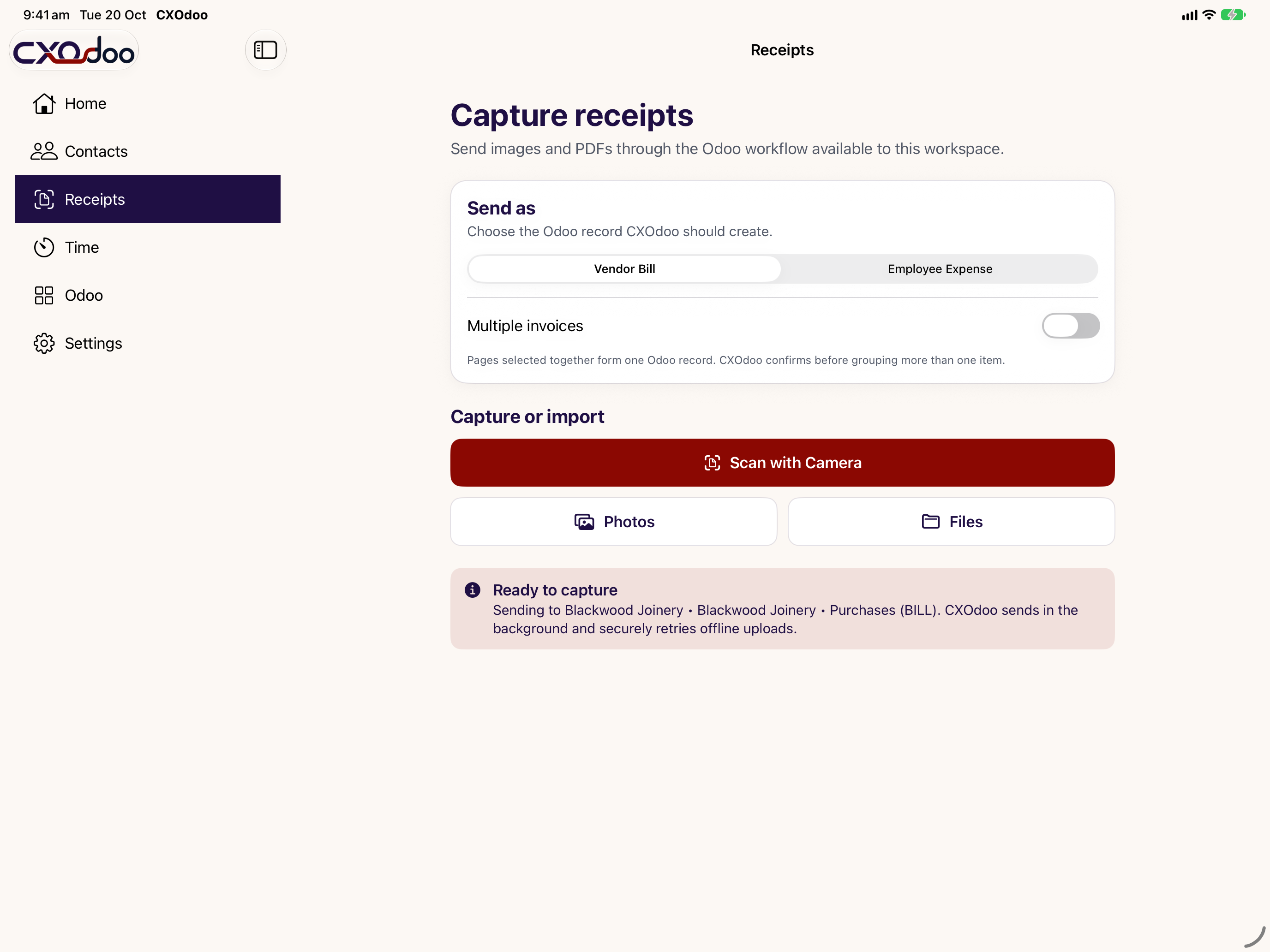 Receipts on iPad