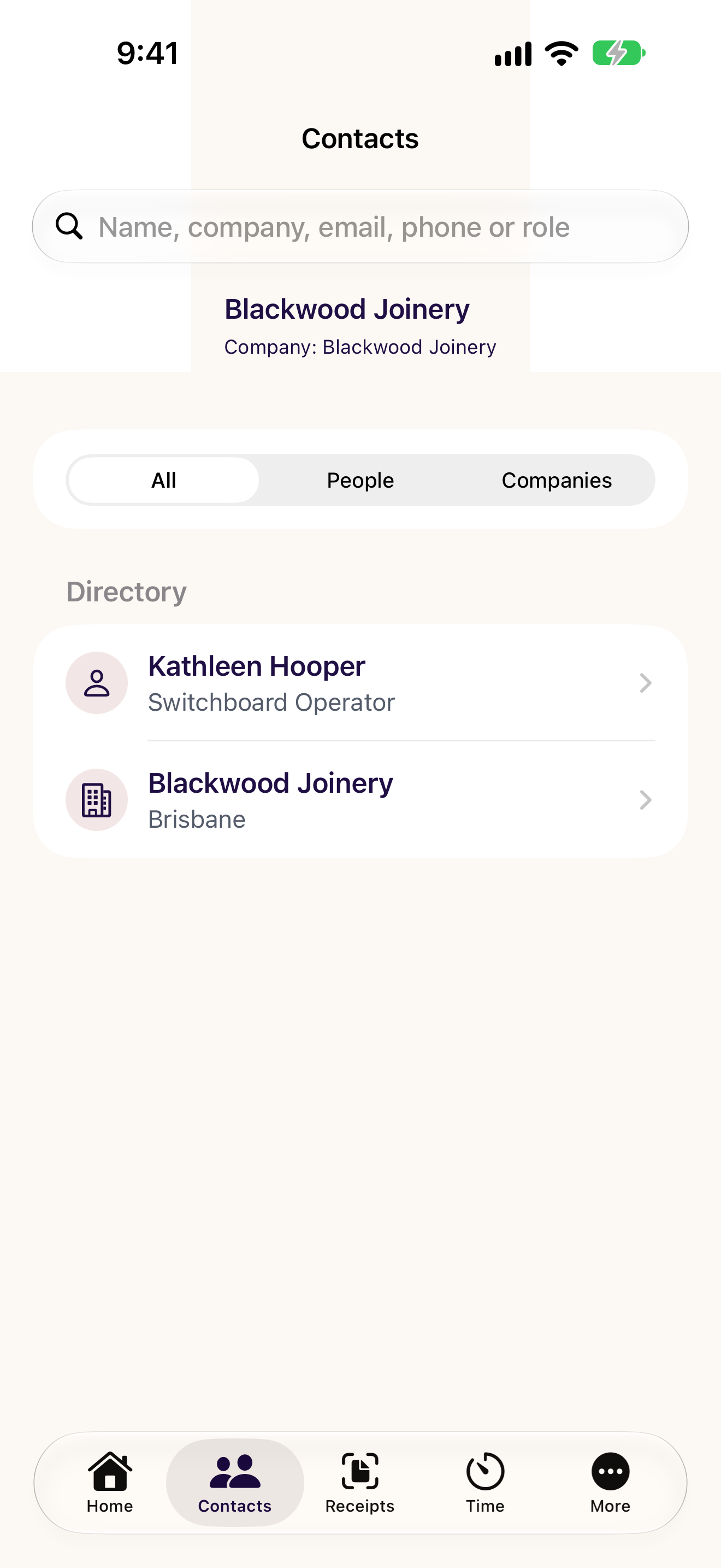 Contacts on iPhone