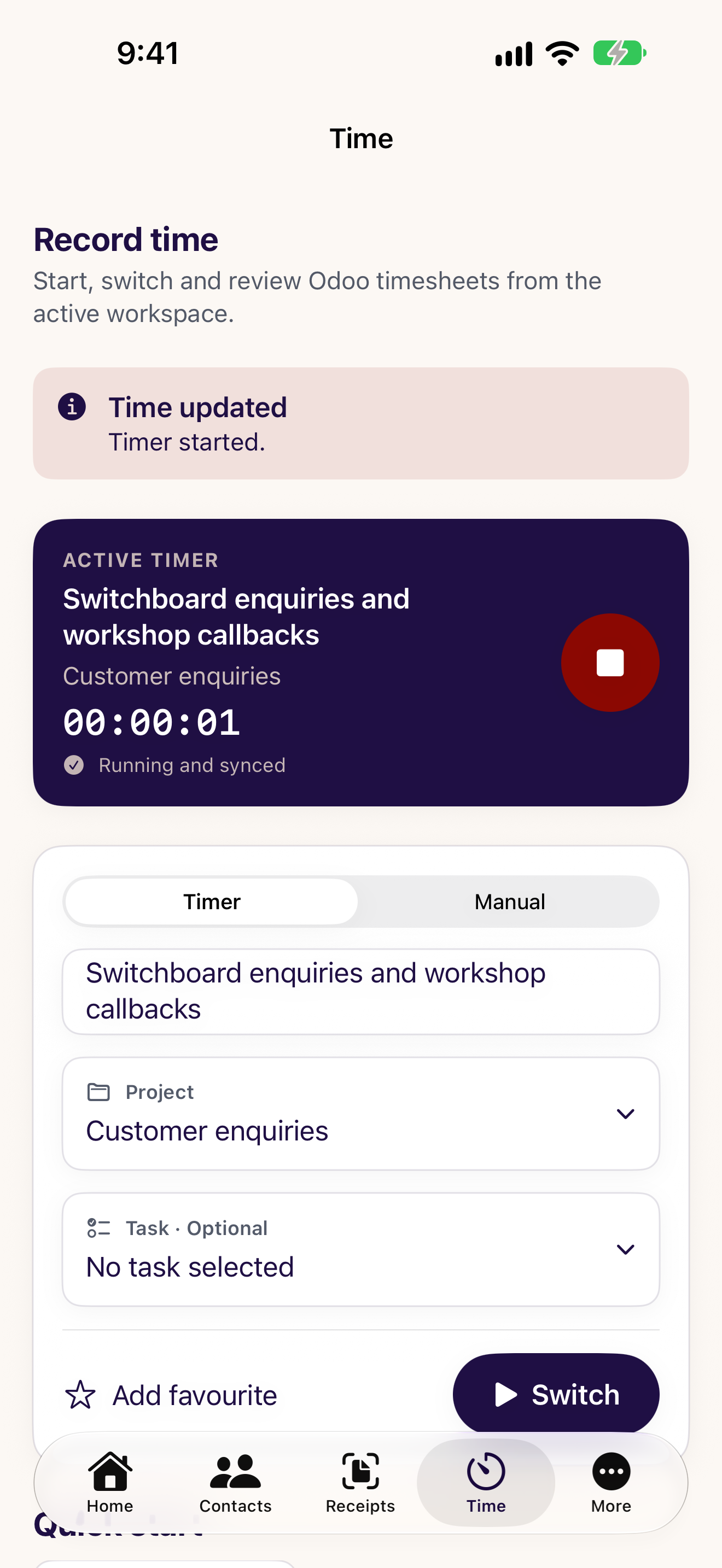 Running Timer on iPhone
