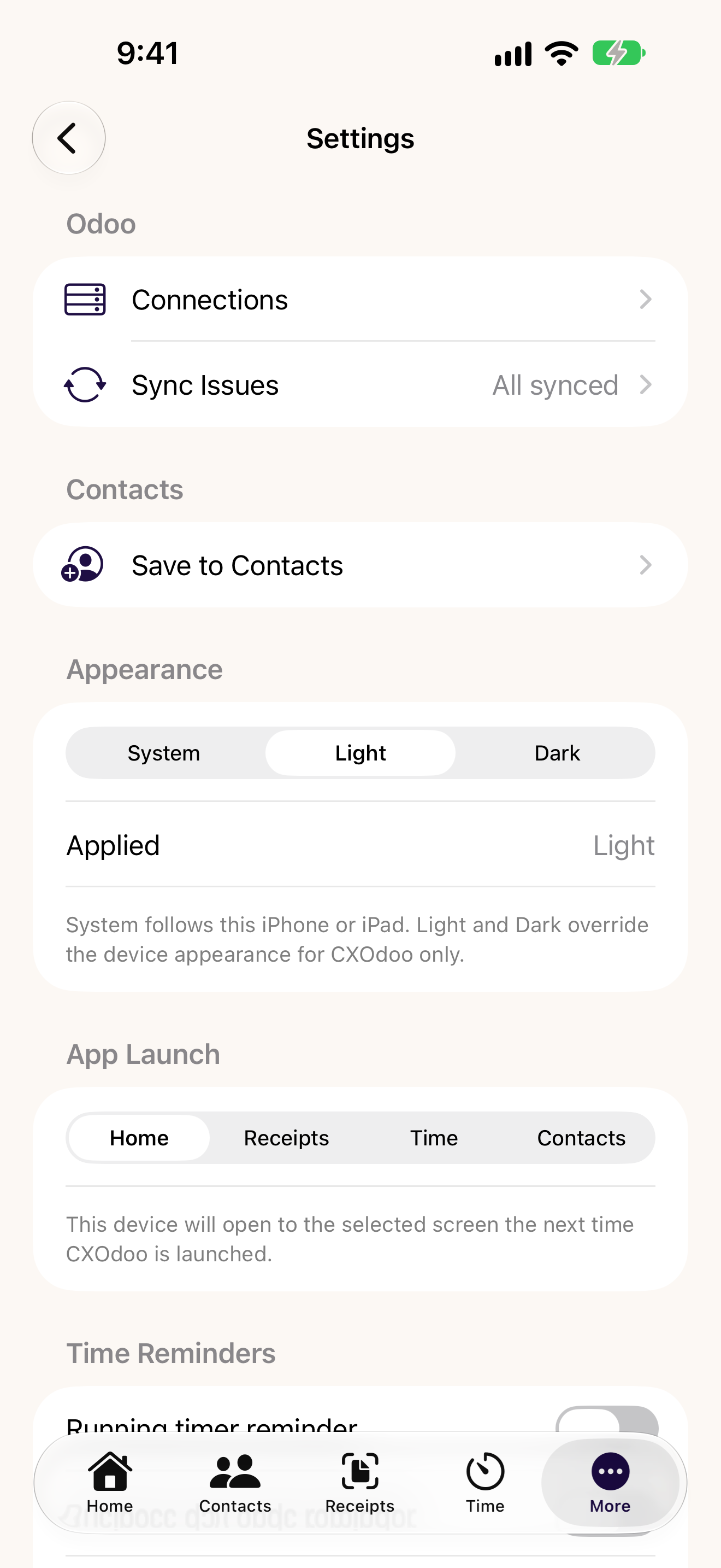 Settings on iPhone