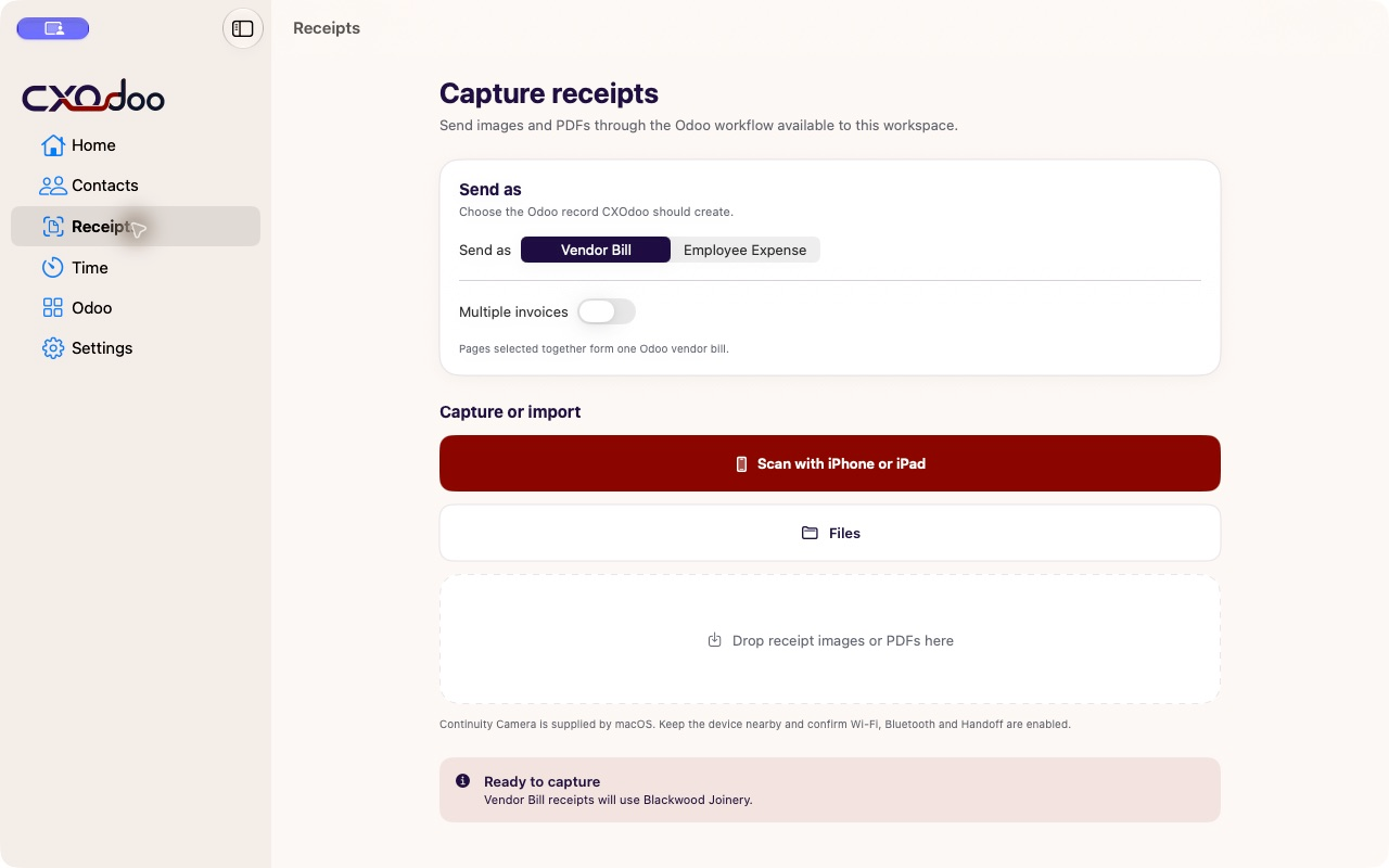 Receipts on Mac