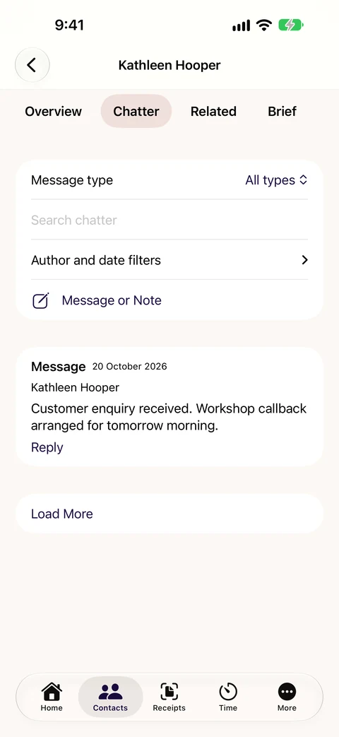 Contact Chatter in CXOdoo Contacts+