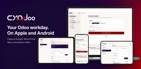 CXOdoo contacts, receipt capture and time on Apple and Android devices